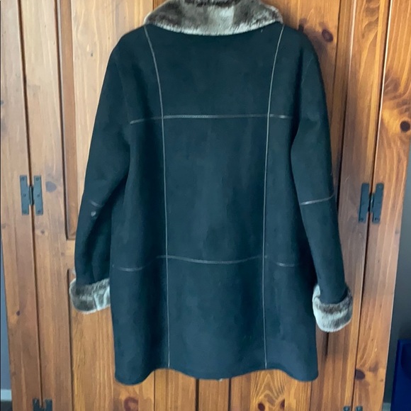 GALLERY Faux Shearling Fur Suede Warm Winter Car Coat Jacket - Picture 2 of 7